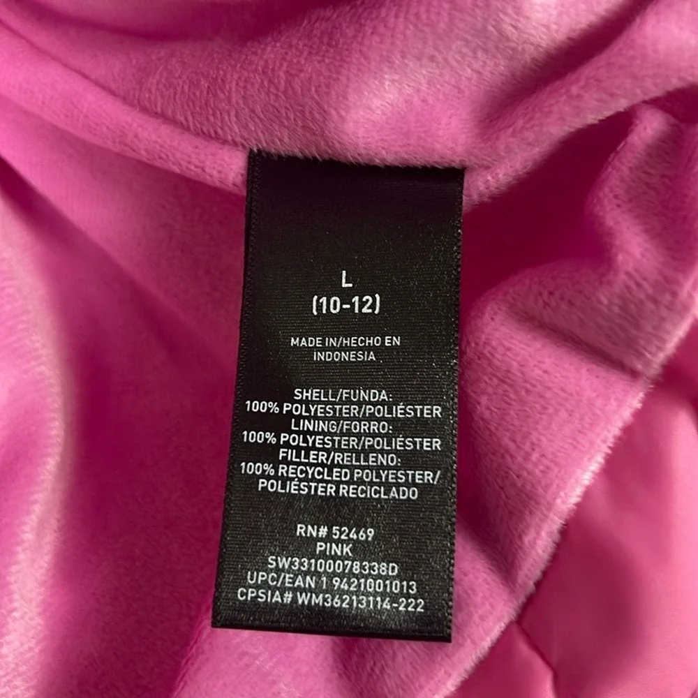 Swiss Tech Puffer Solid Jacket Pink Winter Hooded Fleece Lined Size L (10-12)